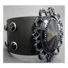 Black Filigree Leather Wristband