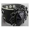 Black Filigree Leather Wristband