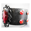 Red Black Filigree Leather Wristband