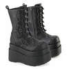 BEAR-182 Blacklight Bat Stitch Platform Boots