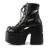 Camel-201 Black Platform Boots with Silver Bats