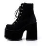 Camel-203 Black Velvet Platform Boots