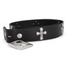 Black Leather Belt with Angled Crosses