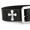 Black Leather Belt with Angled Crosses