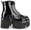 ASHES-100 Black Patent Ankle Boot with Harness