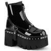 ASHES-100 Black Patent Ankle Boot with Harness