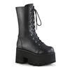 ASHES-105 Black Lace-up Chunky Heel Platform Boots