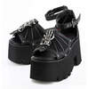 Ashes-11 Batwing Sandals with Skeleton Hand Buckle