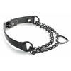 Leather Pull Chain Choker with Black Heart and Chain