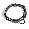 Leather Pull Chain Choker with Black Hardware