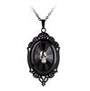 Black Filigree Pendant Cameo Necklace with Skull.