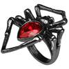 Black Widow Alchemy Ring with Red Crystal