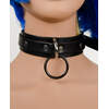 Leather Choker with Black Ring and Silver D Ring