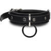 Leather Choker with Black Ring and Silver D Ring