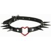 Leather Choker with Black Spikes and Red Heart