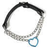 Blue Heart and Chain Pull Leather Choker