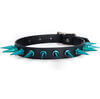 Blue Spiked Punk Leather Choker