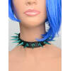 Electric Blue Spiked Leather Choker