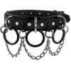 Leather Choker with Chain and Black Rings