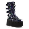 DAMNED-225 Black Hologram Platform Boots
