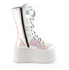 DAMNED-225 White Iridescent Platform Boots