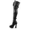 ELECTRA-3028 Matte Black Thigh High Boots
