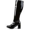 GOGO-300WC Plus Size Black Patent Knee-High Boots