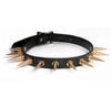 Leather Choker with Large Light Gold Spikes