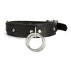Grouped Ring Black Leather Choker