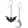 Lunatious Bat and Moon Earrings