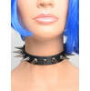 Leather Choker with Medium Gunmetal Spikes