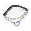 Purple Heart and Chain Pull Leather Choker