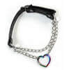 Rainbow Heart and Chain Slip Leather Choker