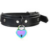 Black Leather Choker with Rainbow Heart Lock