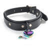 Black Leather Choker with Rainbow Heart Lock