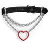Red Heart Leather Choker with Choke Chain