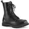 RIOT-10 Black Leather Steel Toe Boots