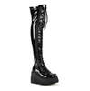SHAKER-374  Women\'s Black Patent Thigh High Boots