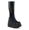 SHAKER-65 | Black Patent Hologram Platform Boots