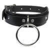 Leather Choker with Single Extra-large Silver Ring