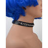 Single Chain Leather Choker with Silver Overlay Chain