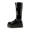 SLACKER-200 Black Patent Boots