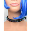 Leather choker with small multi colored spikes