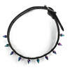 Leather choker with small multi colored spikes