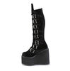 SWING-815 Black Velvet Platform Boots