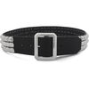 3 Row Black Leather Pyramid Studded Rock Belt