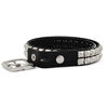 Black leather belt with 2 rows silver pyramid studs