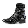 WARLOCK-70 Patent Pointy Toe Boots