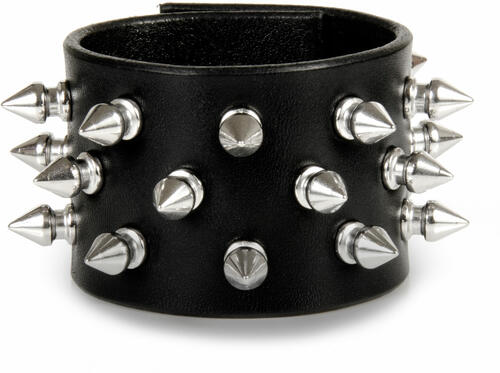 3 Row Spiked Leather Wristband
