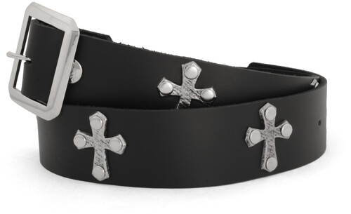 国内未入荷 FLYERRER - Buckle Cross-Star Hair-on Leather Belt FLYERRER Gothic Buckle Cross-Star Hair-on Leather Belt
